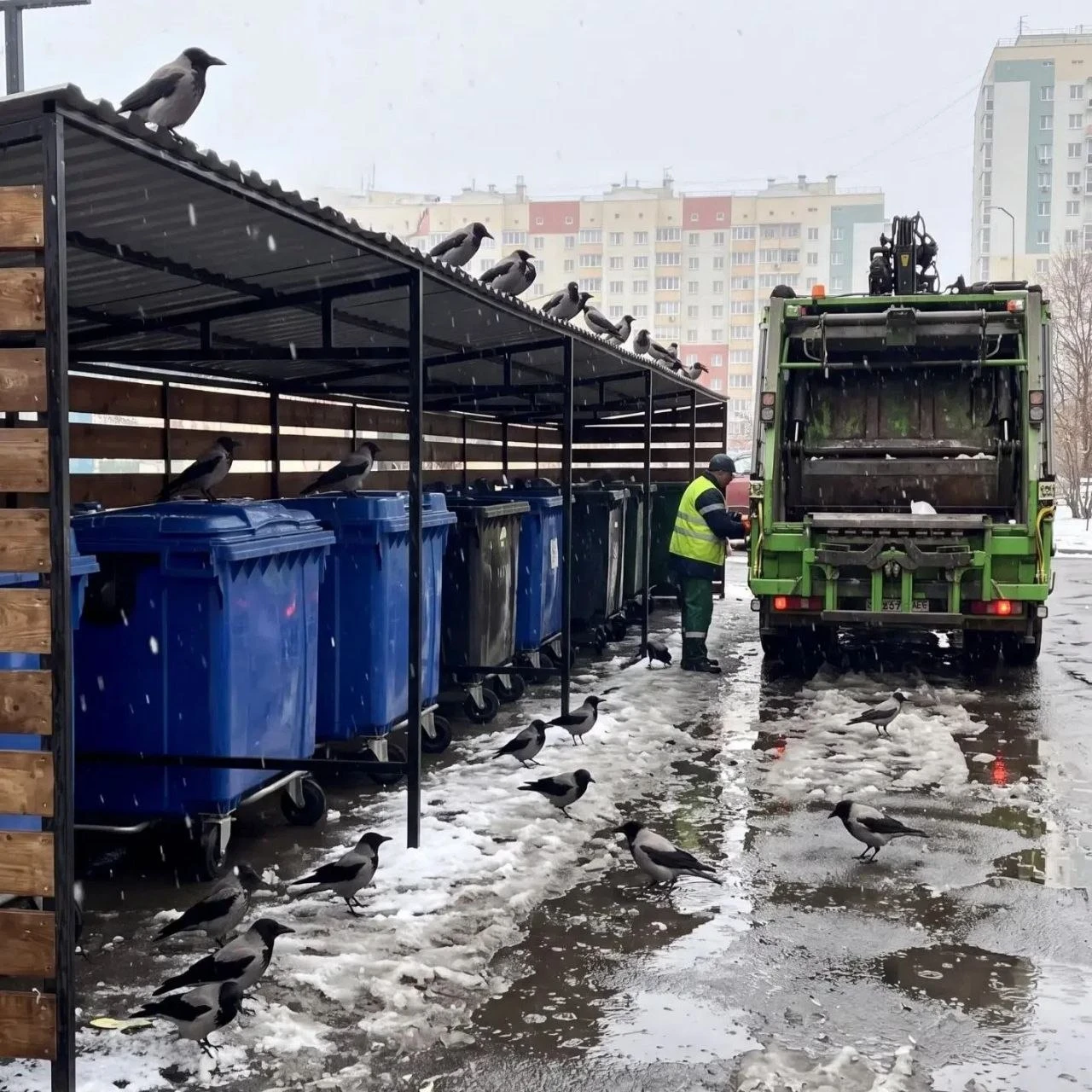 Сургутяне стали чаще встречать ворон на контейнерных площадках