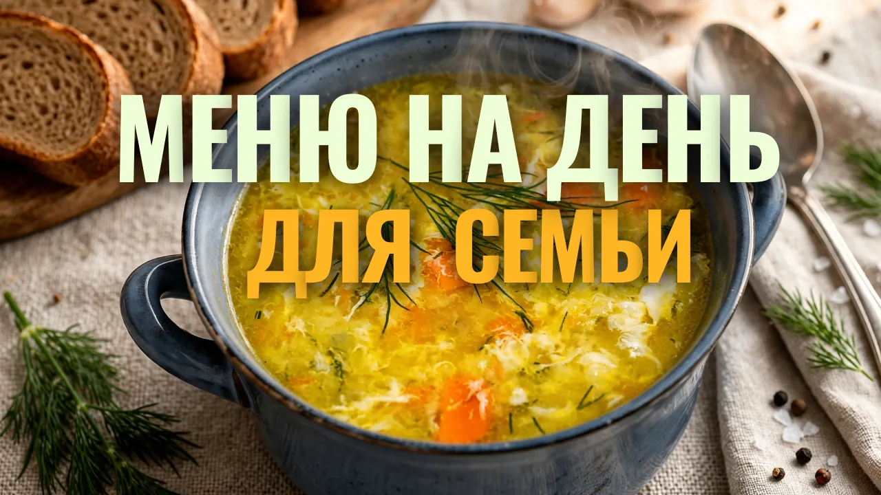 🍁 МЕНЮ на день для семьи - завтрак, обед и ужин