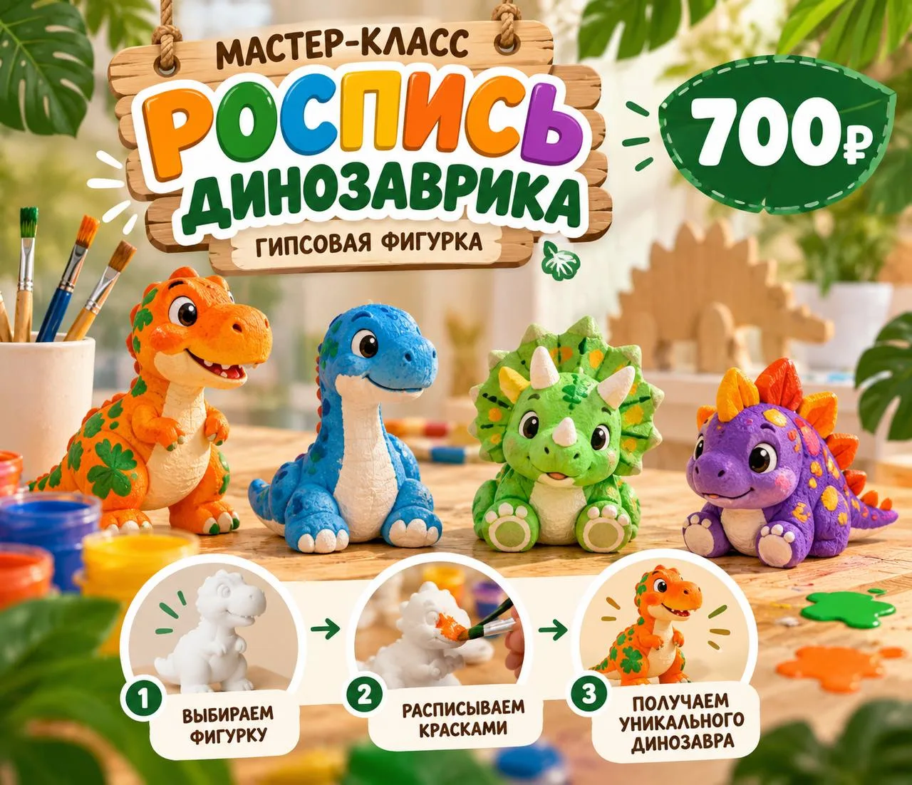 А еще в пятницу у нас пройдет детский мастер-класс: будем расписывать гипсовые фигурки!