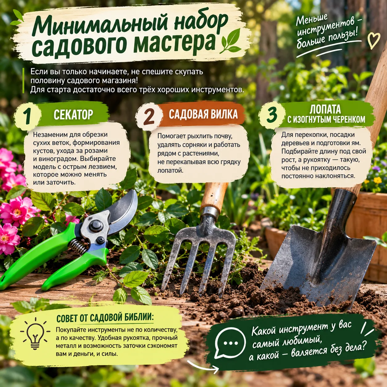 🛠 ИНСТРУМЕНТЫ, БЕЗ КОТОРЫХ НЕ ОБОЙТИСЬ В САДУ!