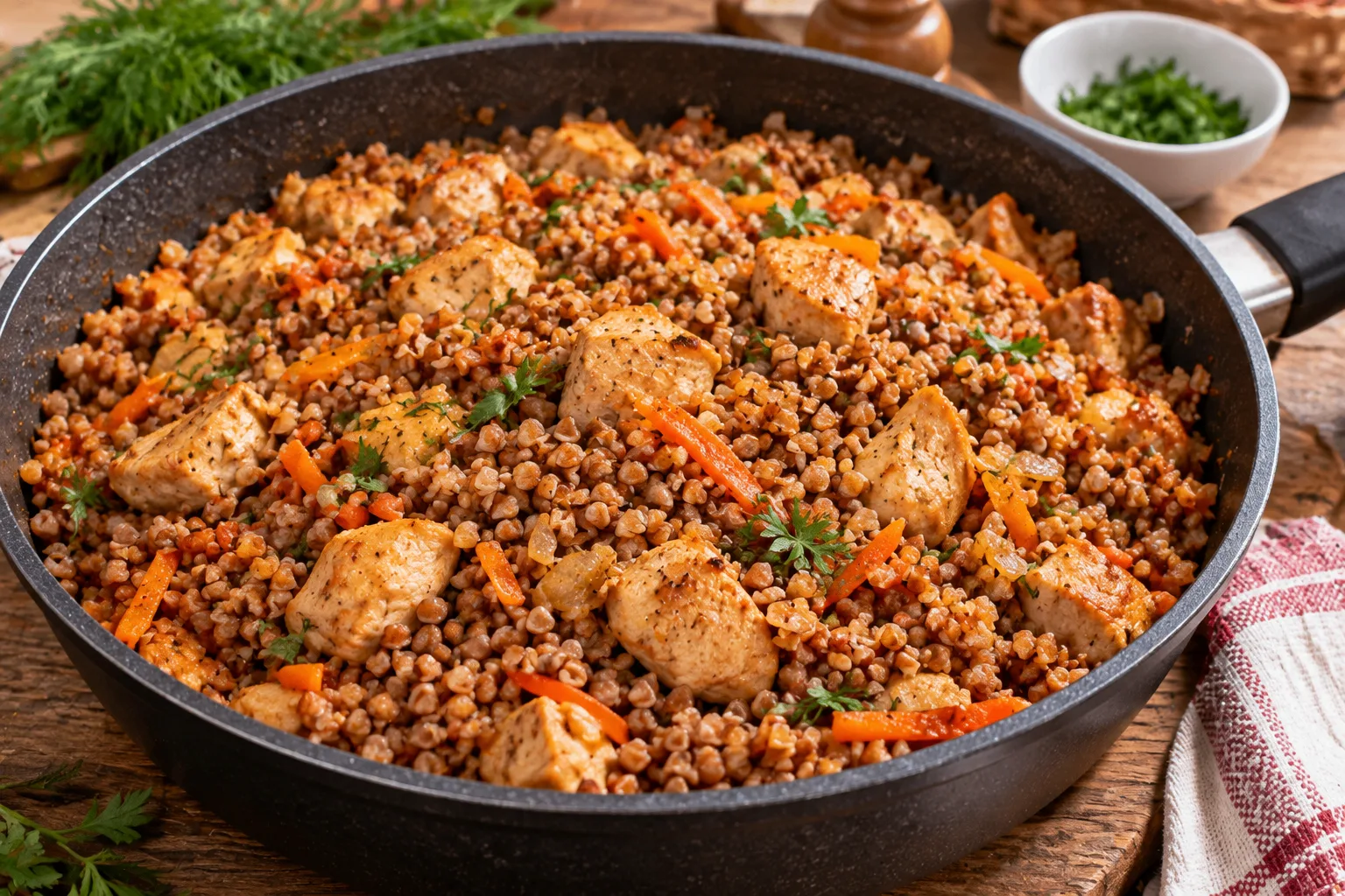 🍽️ ГРЕЧКА ПО-КУПЕЧЕСКИ С КУРИЦЕЙ - ВКУСНЫЙ УЖИН В ОДНОЙ СКОВОРОДЕ