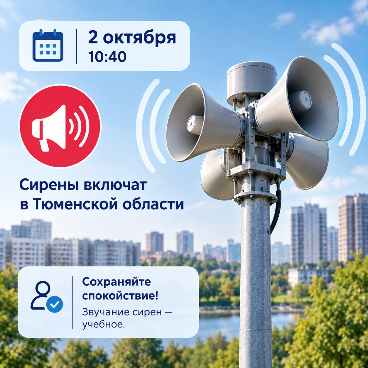 📢 2 октября в Тюменской области включат сирены