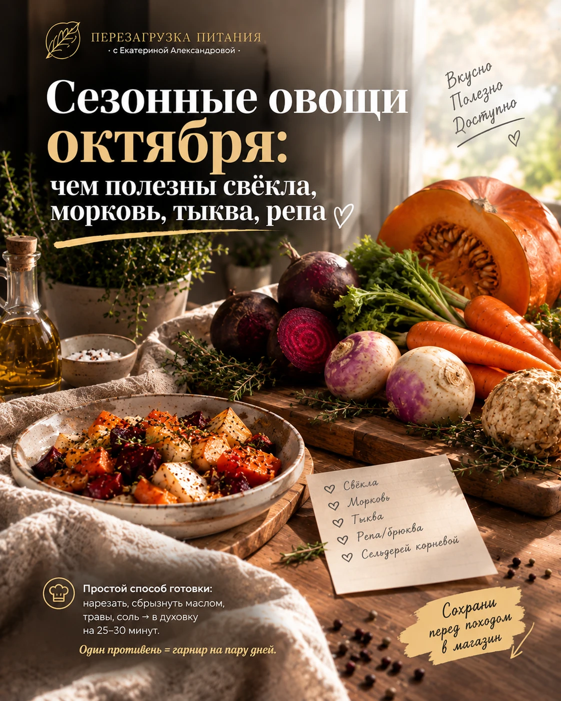Сезонные овощи октября: чем полезны свёкла, морковь, тыква, репа.