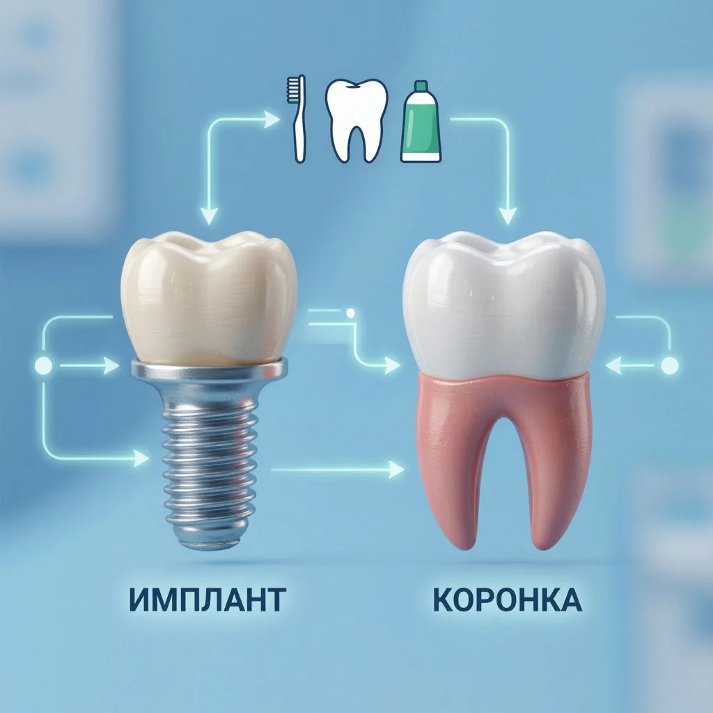 🦷 Имплант или коронка — в чём разница?