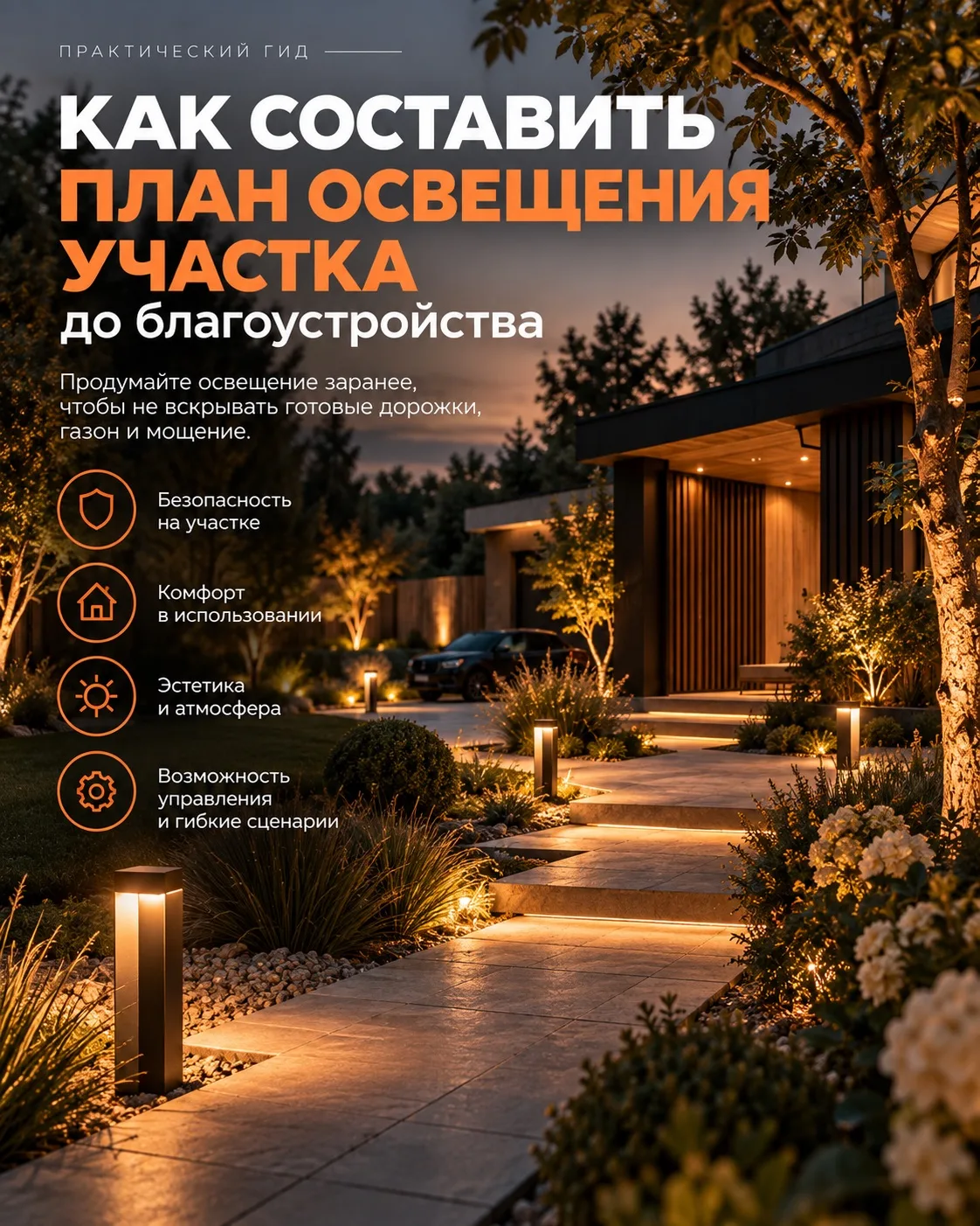 Как составить план освещения участка до благоустройства💡