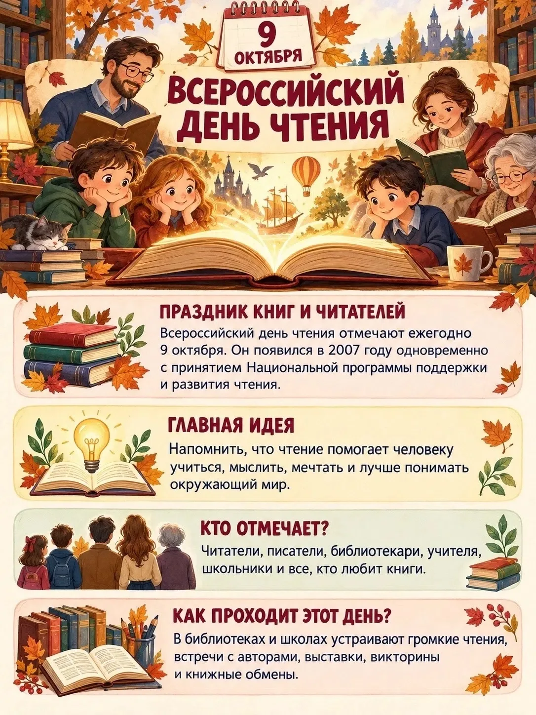 📅 9 октября — Всероссийский день чтения