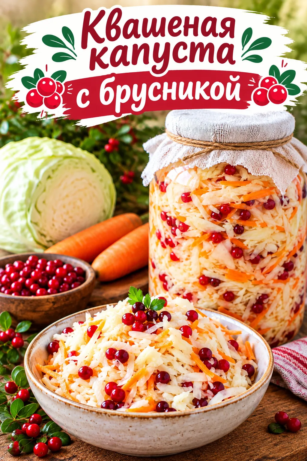 🥬 КВАШЕНАЯ КАПУСТА С БРУСНИКОЙ 🔴