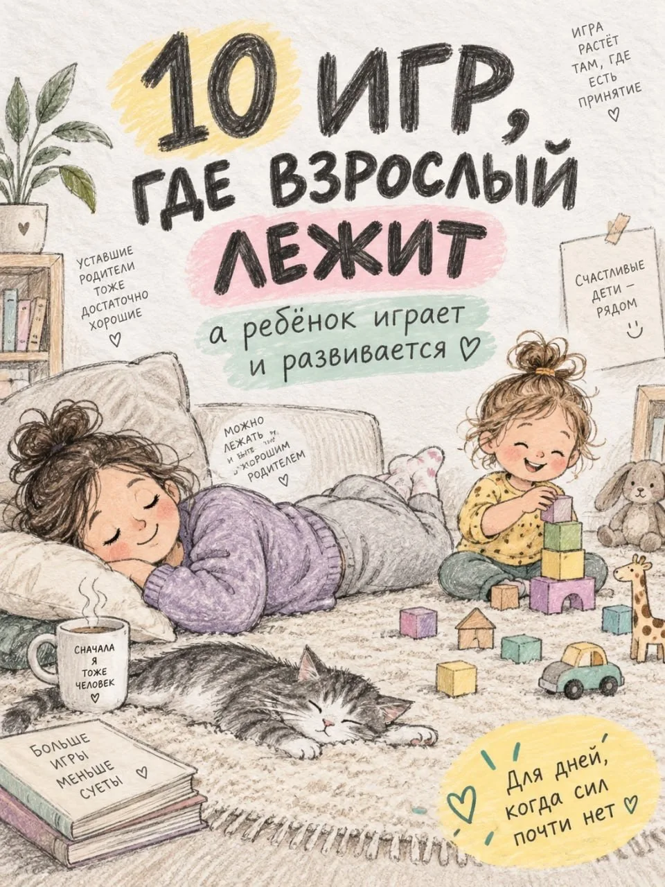 10 игр, где взрослый лежит, а ребенок играет и развивается 😊