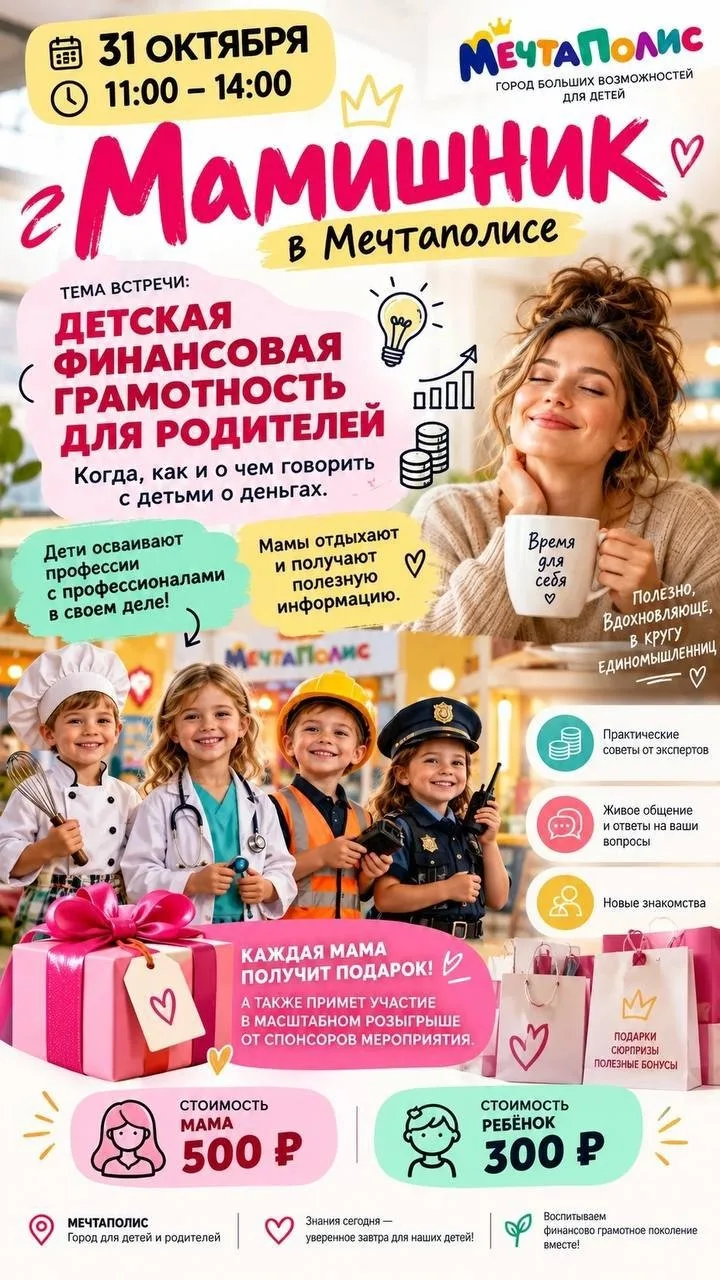 31 октября в «Мечтаполисе» в «Манеже» будет «Мамишник» про финансовую грамотность.