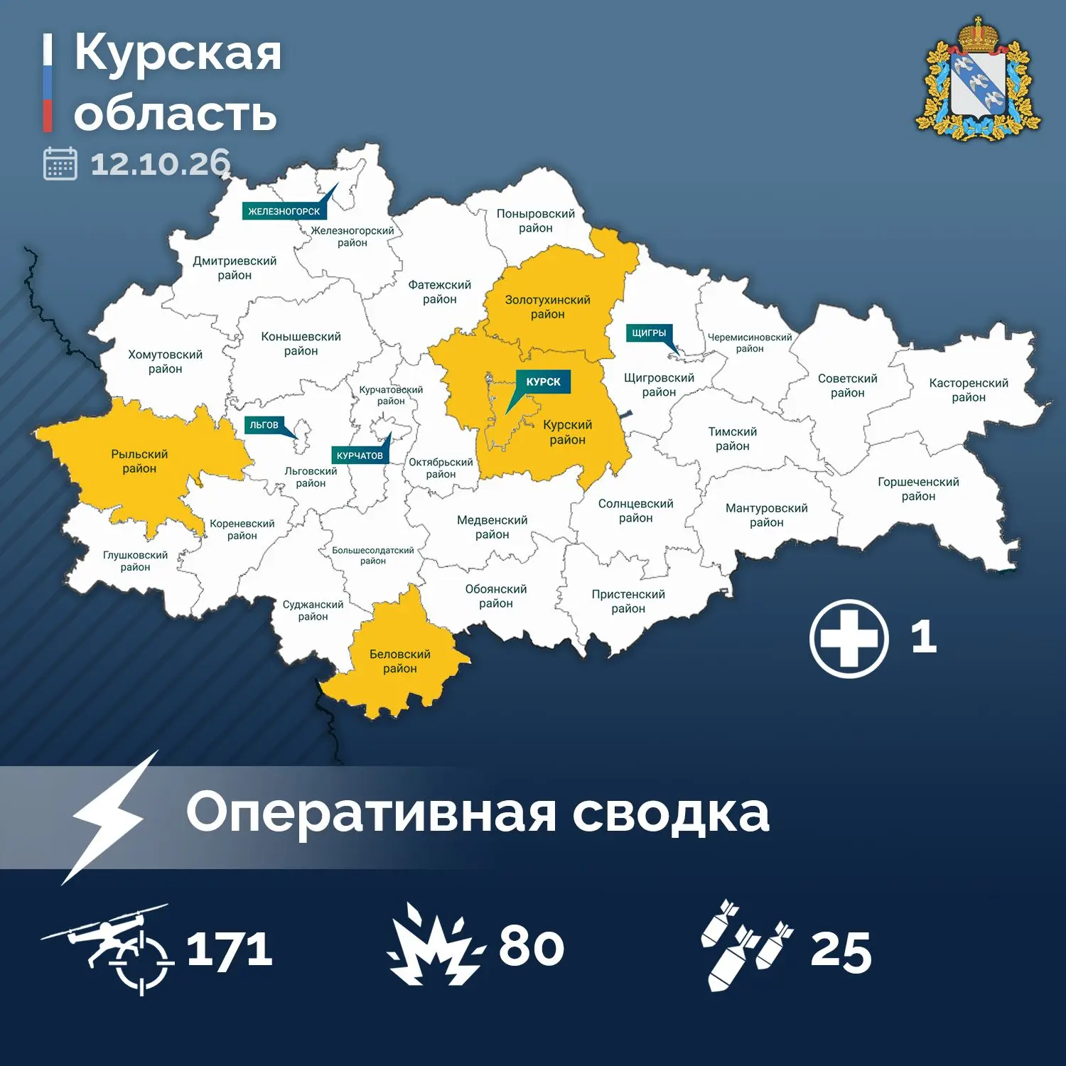 ⚡️ Александр Хинштейн опубликовал сводку об оперативной обстановке в Курской области за...