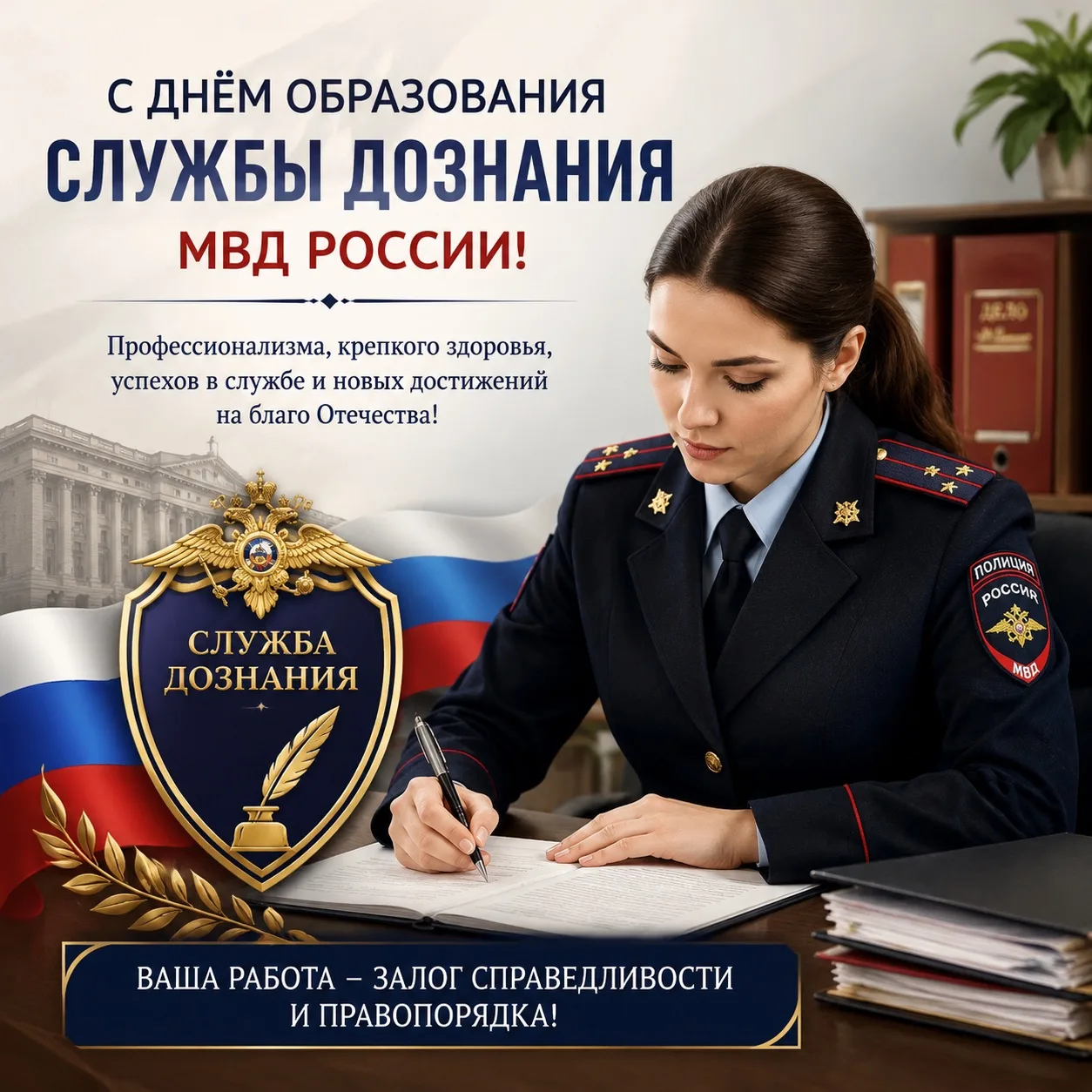 Поздравляем сотрудников и ветеранов службы дознания МВД России с профессиональным празд...