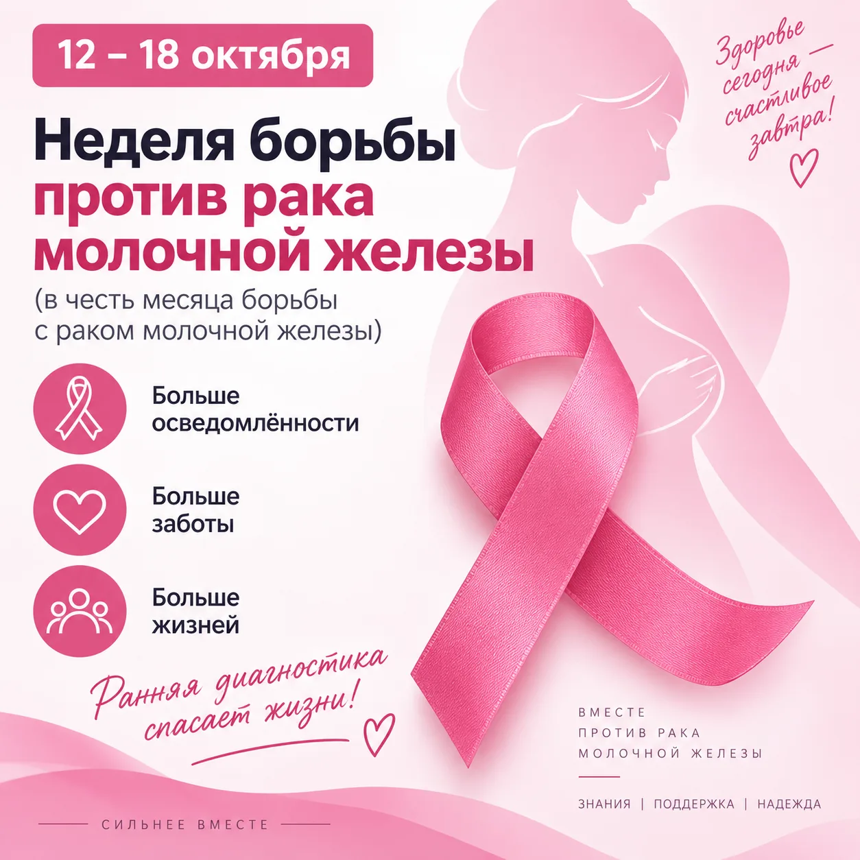 12 – 18 октября Неделя борьбы против рака молочной железы (в честь месяца борьбы с рако...