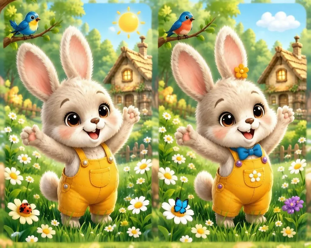 🐰🌼Найдите все отличия на картинках и напишите в комментариях сколько нашли.🌞