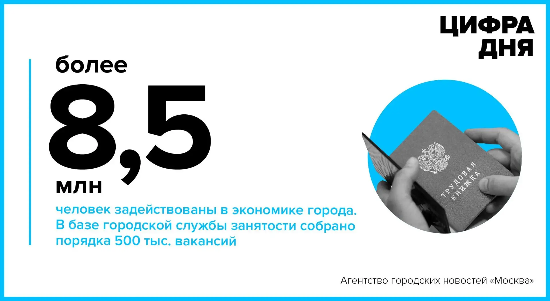 Цифра дня 12 октября: Более 8,5 млн человек задействованы в экономике города.