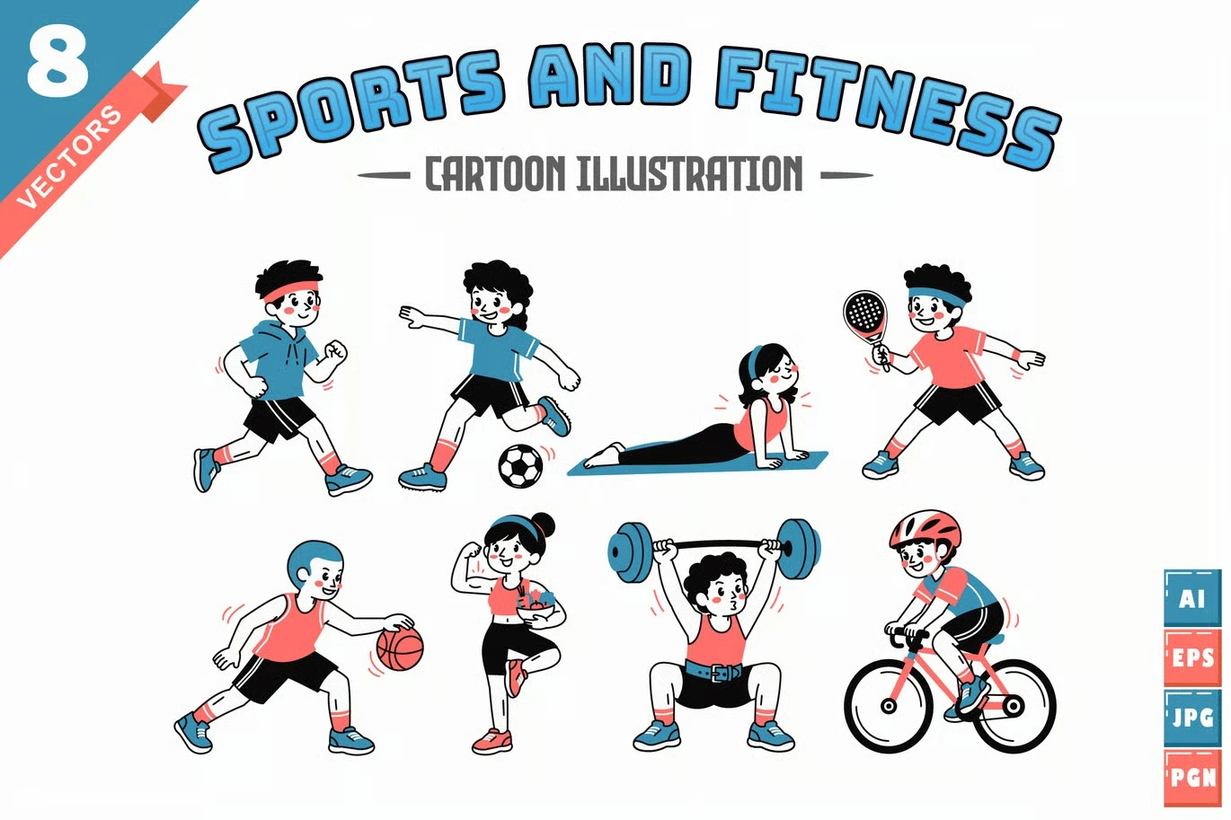 ✅ Sports & Fitness Cartoon Element
