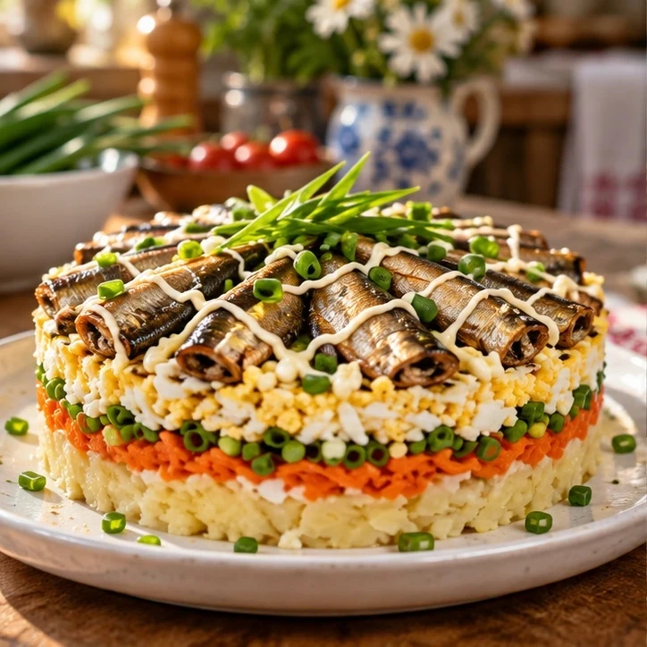 🍽️ Салат «Шпротка» с картофелем и морковью