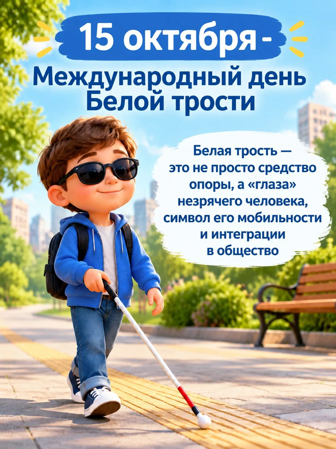 15 октября — Международный день Белой трости