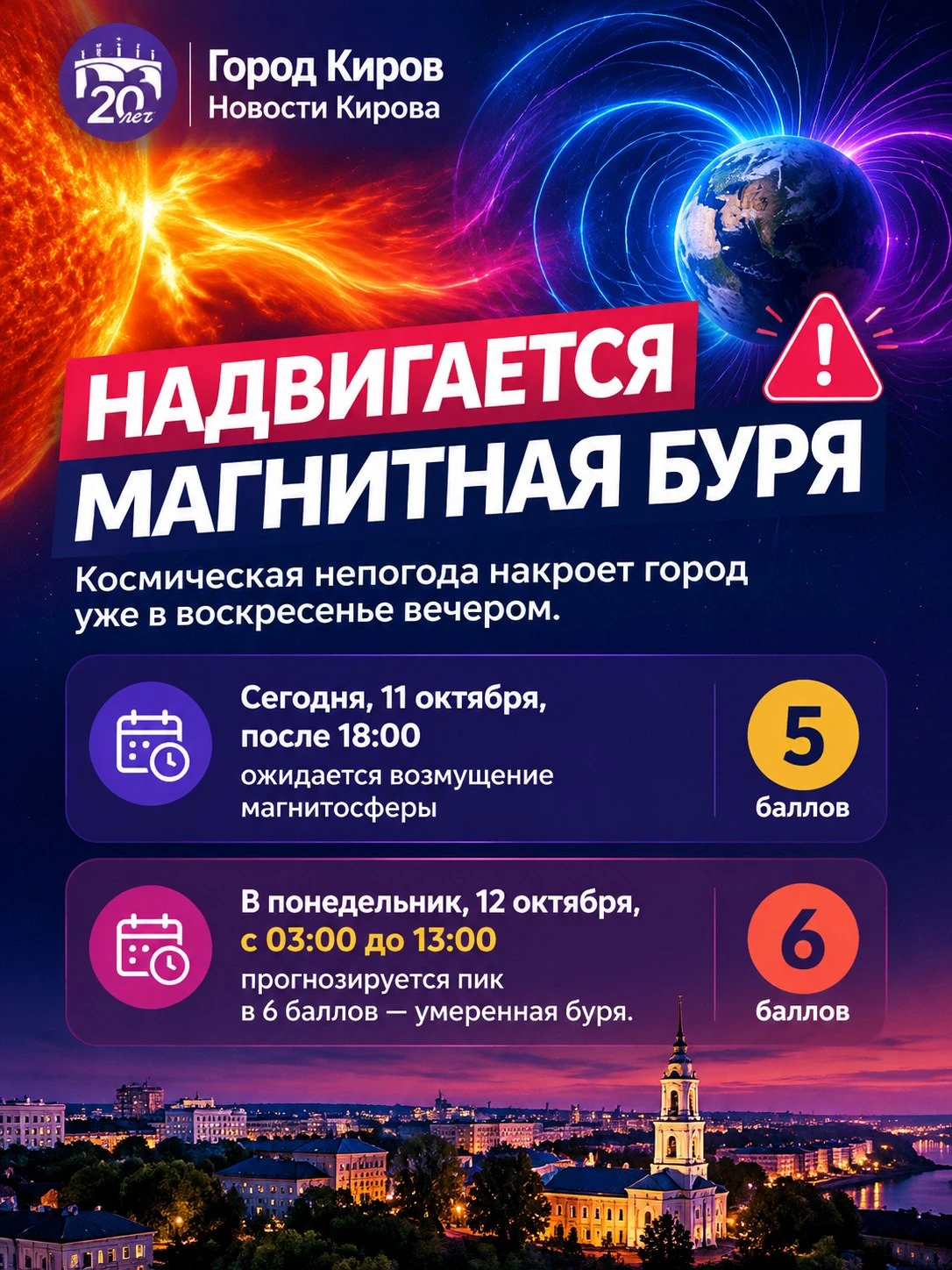 На Киров надвигается мощная магнитная буря