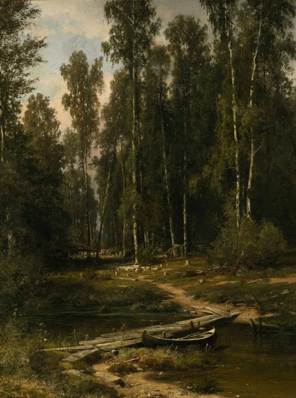 «На краю березовой рощи (Мостик к лесозаготовке)», 1871.