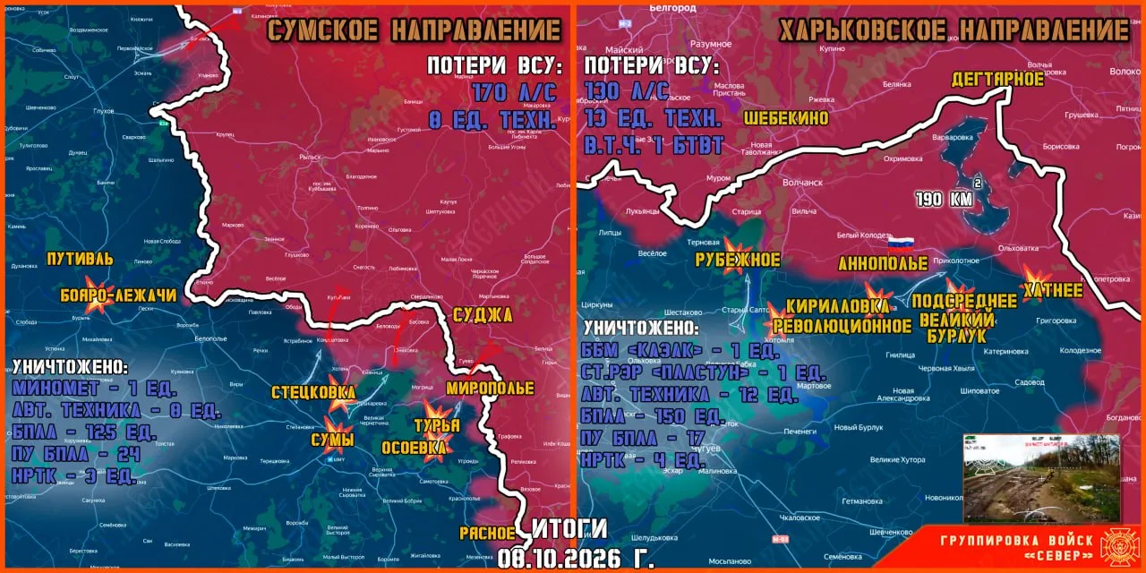 ❗8 октября группировка войск "Север" продолжила создание полосы безопасности в Харьковс...