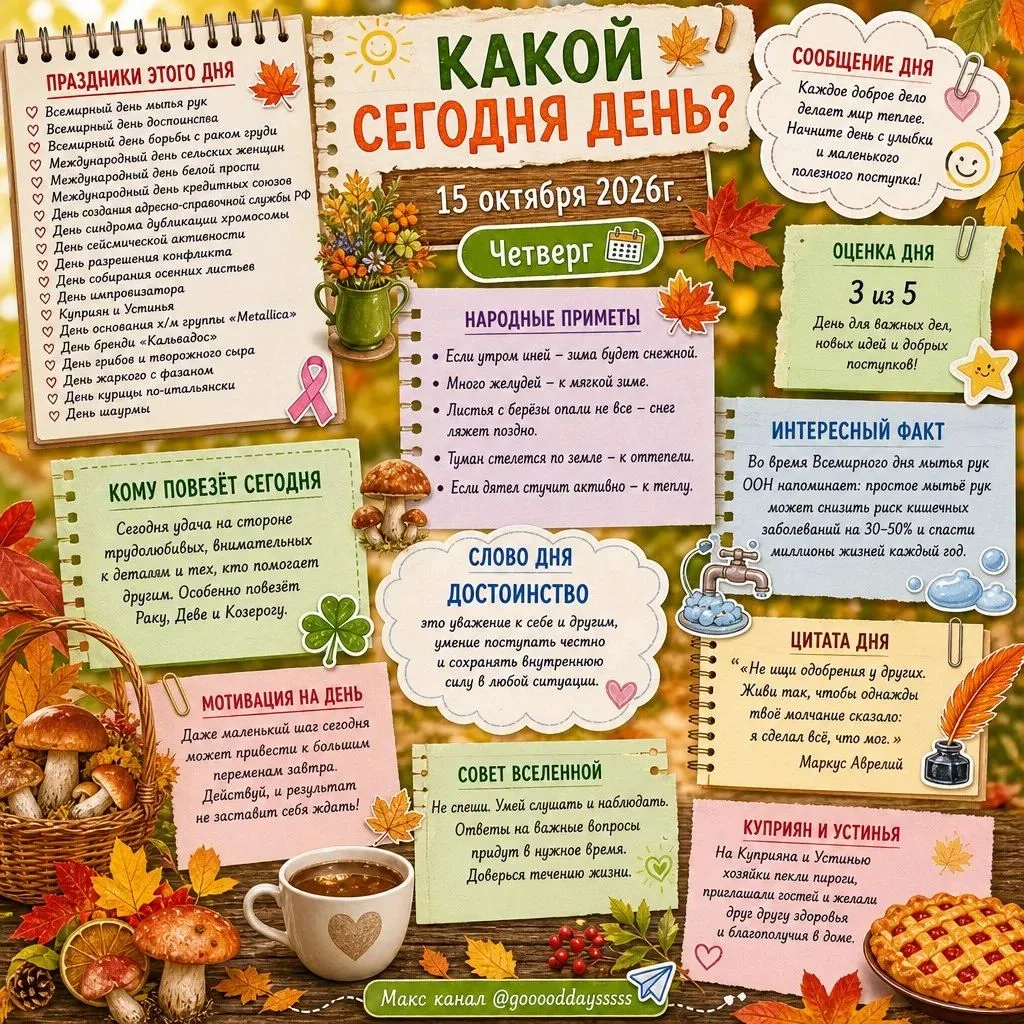 🗓️ Четверг, 15 октября 2026 г.
