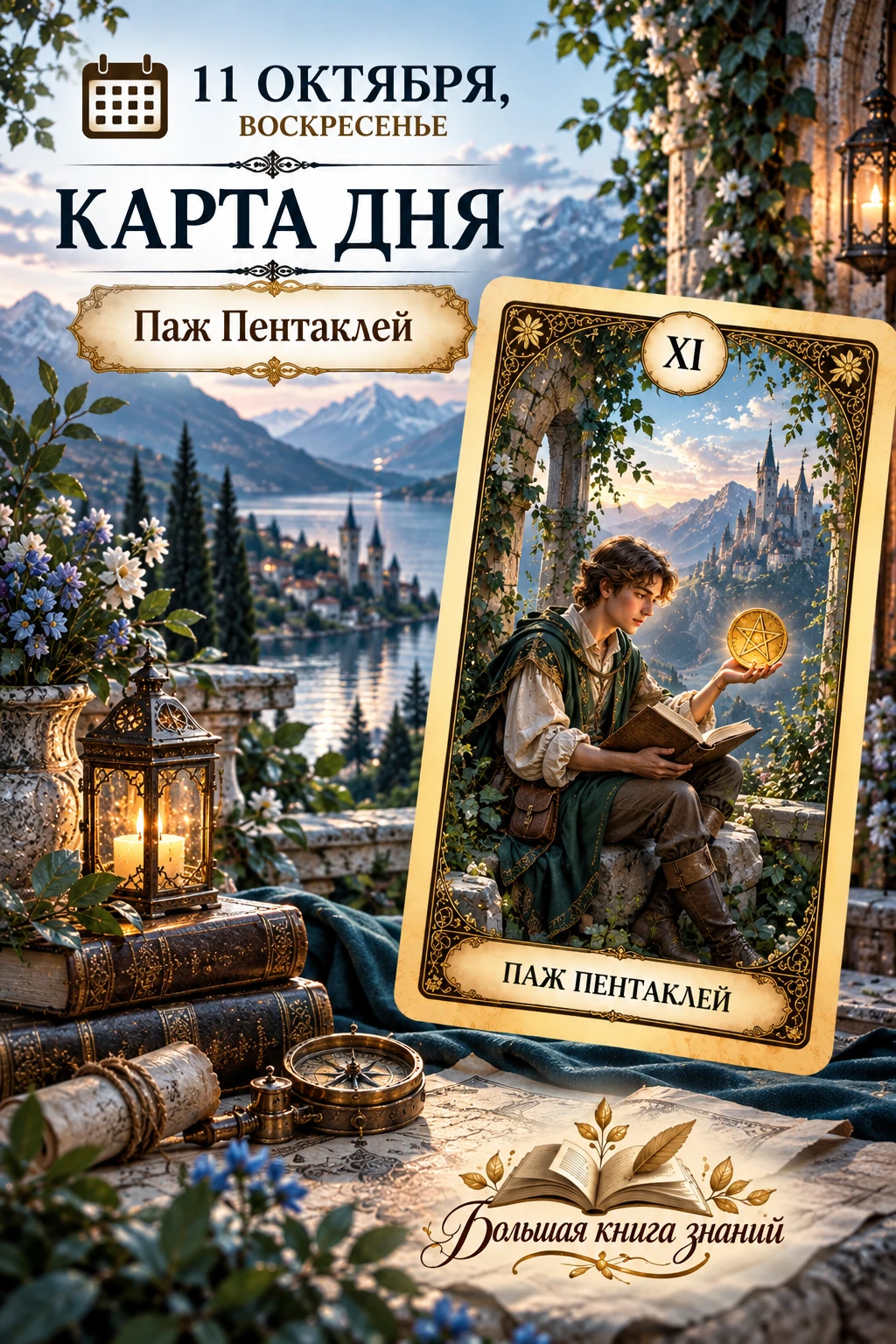 📅 11 октября, воскресенье — карта дня: Паж Пентаклей 🌿