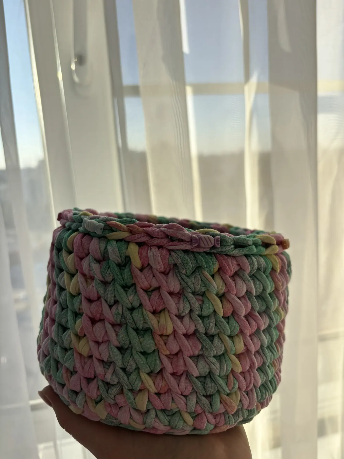 корзина в нежном постельном меланже🧶✨