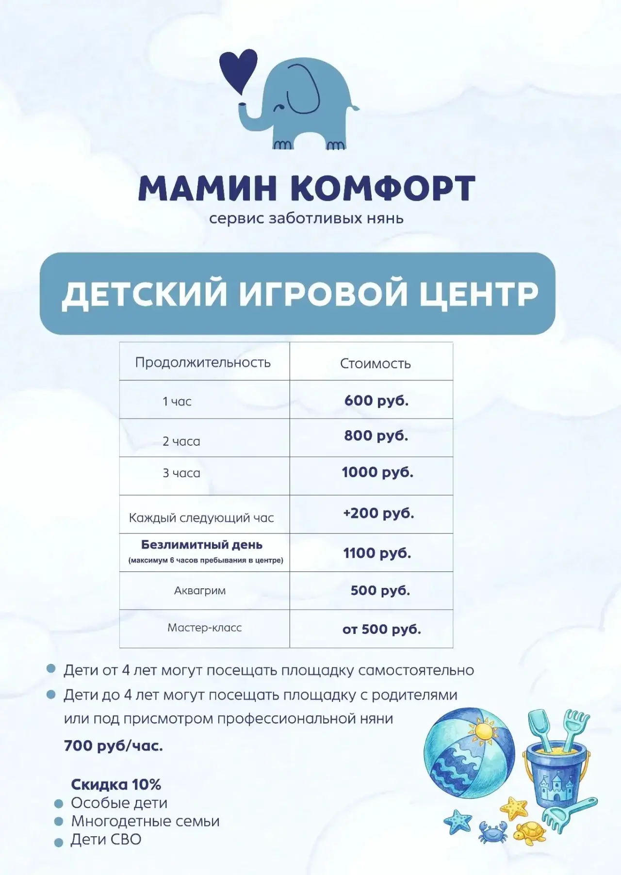 🌸 Небольшие изменения в прайсе «Маминого Комфорта»