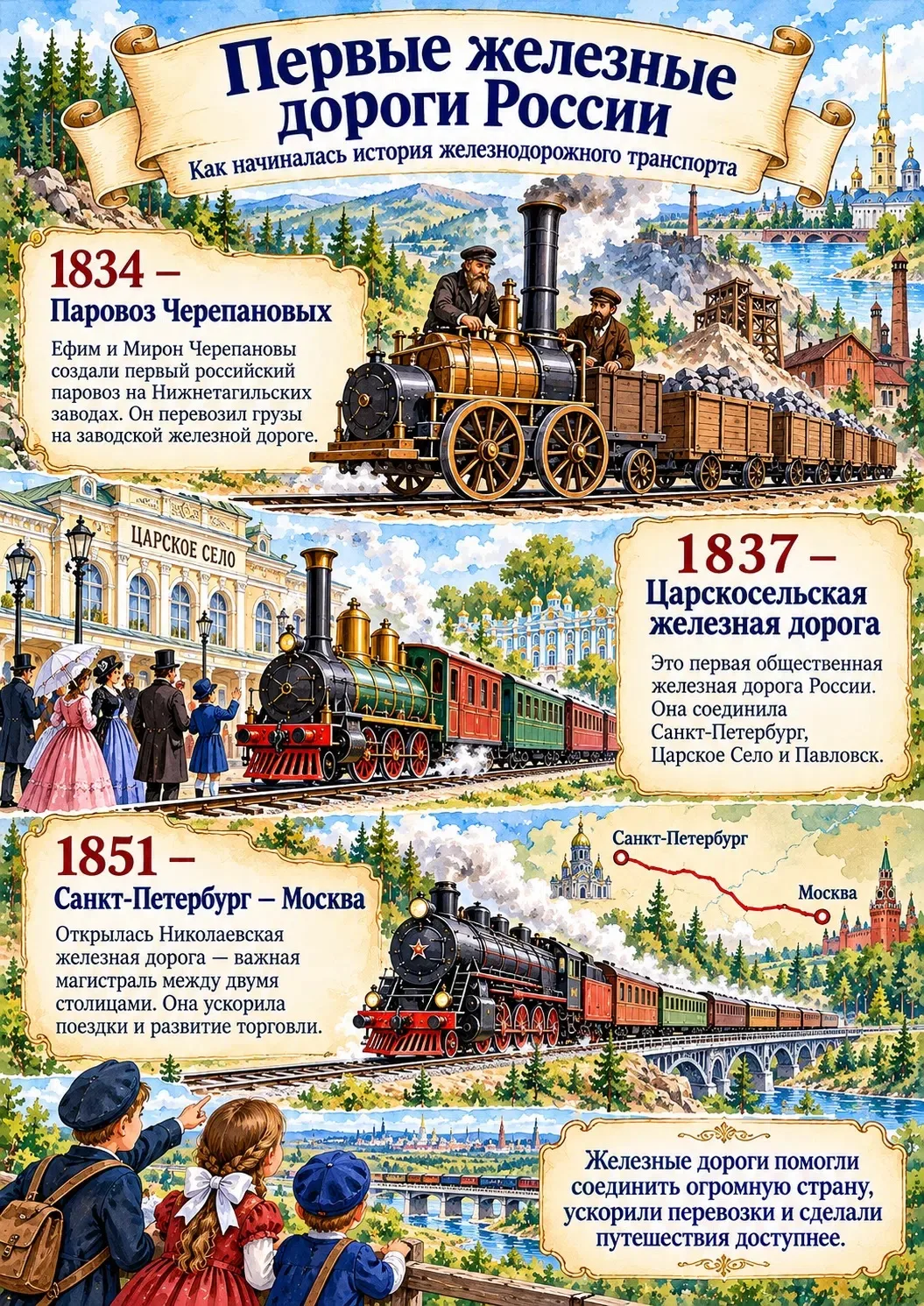 🚂 История железных дорог России: от первых паровозов до современных поездов!