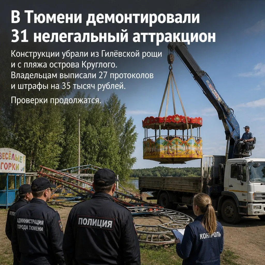 В Тюмени демонтировали 31 нелегальный аттракцион.