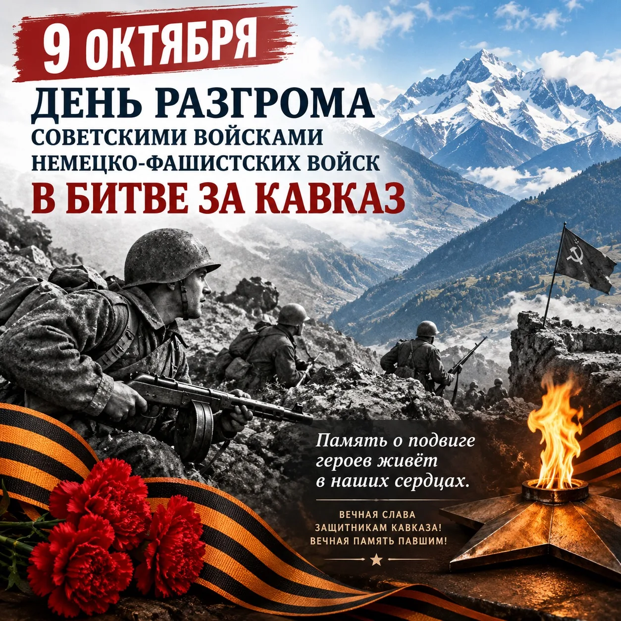 9 октября — День разгрома советскими войсками немецко-фашистских войск в битве за Кавказ