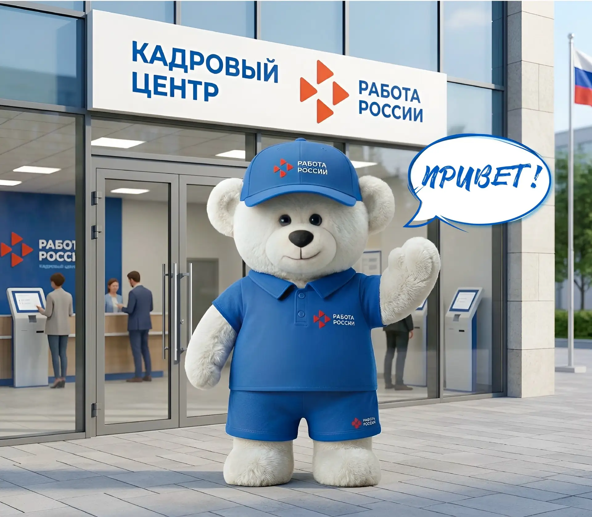 👋 Привет, друзья! Сегодня знакомим вас с нашим символом — мишкой службы занятости насе...