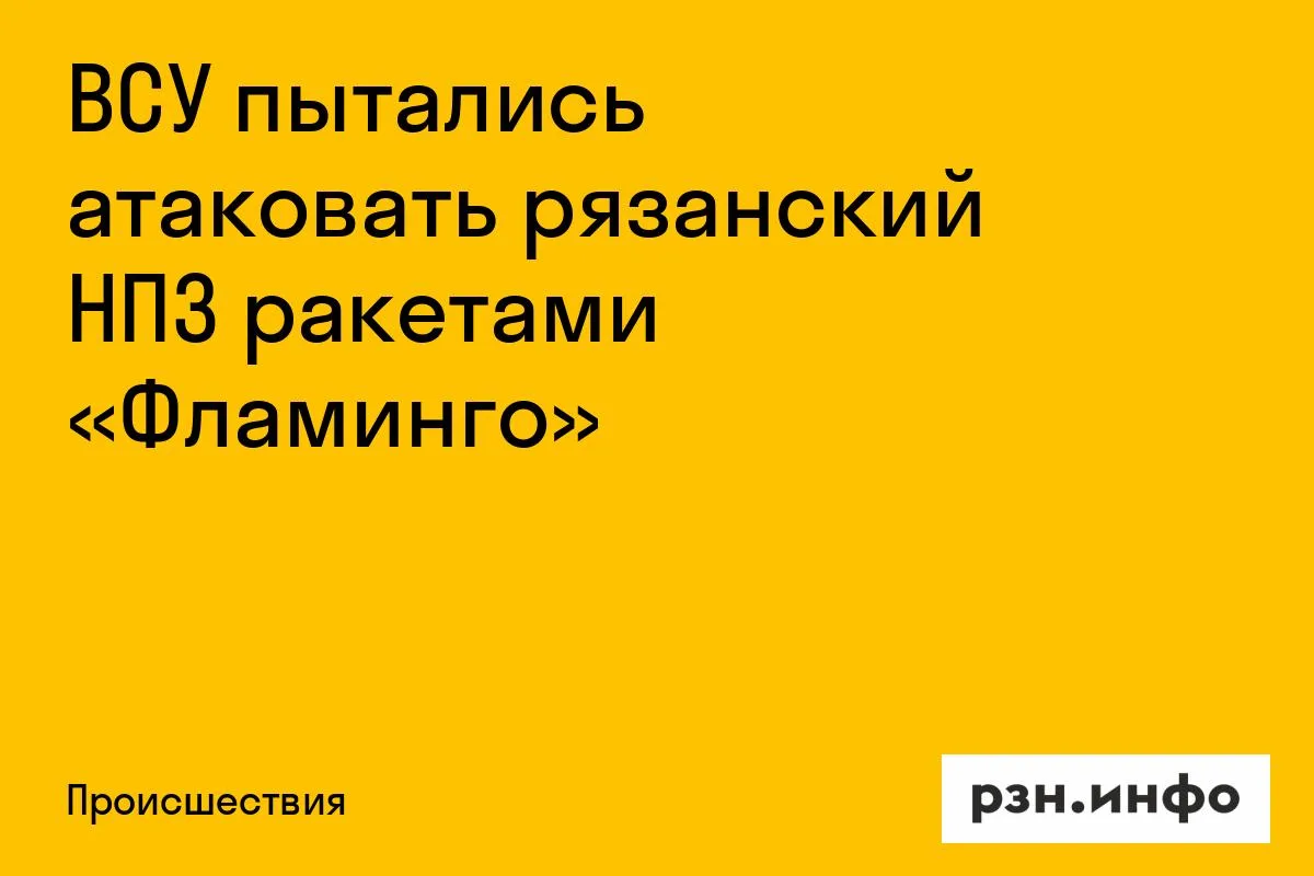 ВСУ пытались атаковать рязанский НПЗ ракетами «Фламинго»
