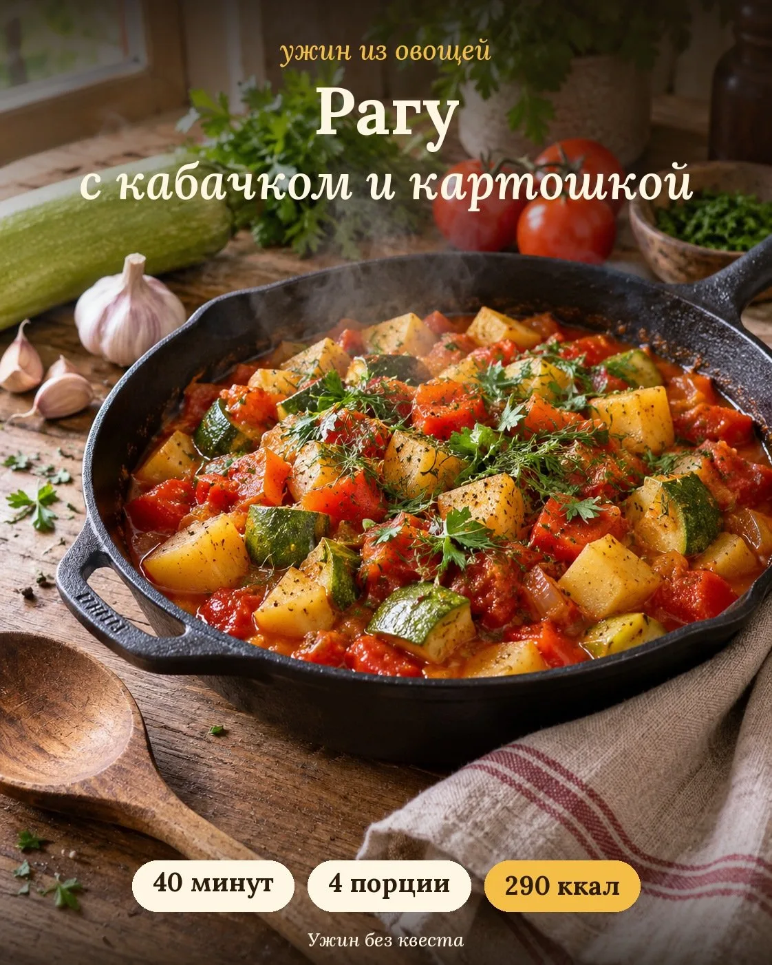 Рагу с кабачком и картошкой: овощи, которые не превращаются в кашу 🥒