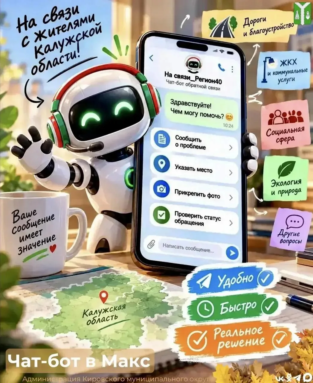 🤖В мессенджере Макс запущен чат-бот «На связи_Регион 40»