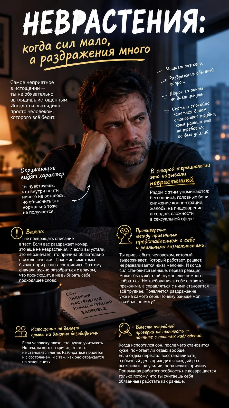 🧠 НЕВРАСТЕНИЯ: КОГДА СИЛ МАЛО, А РАЗДРАЖЕНИЯ МНОГО