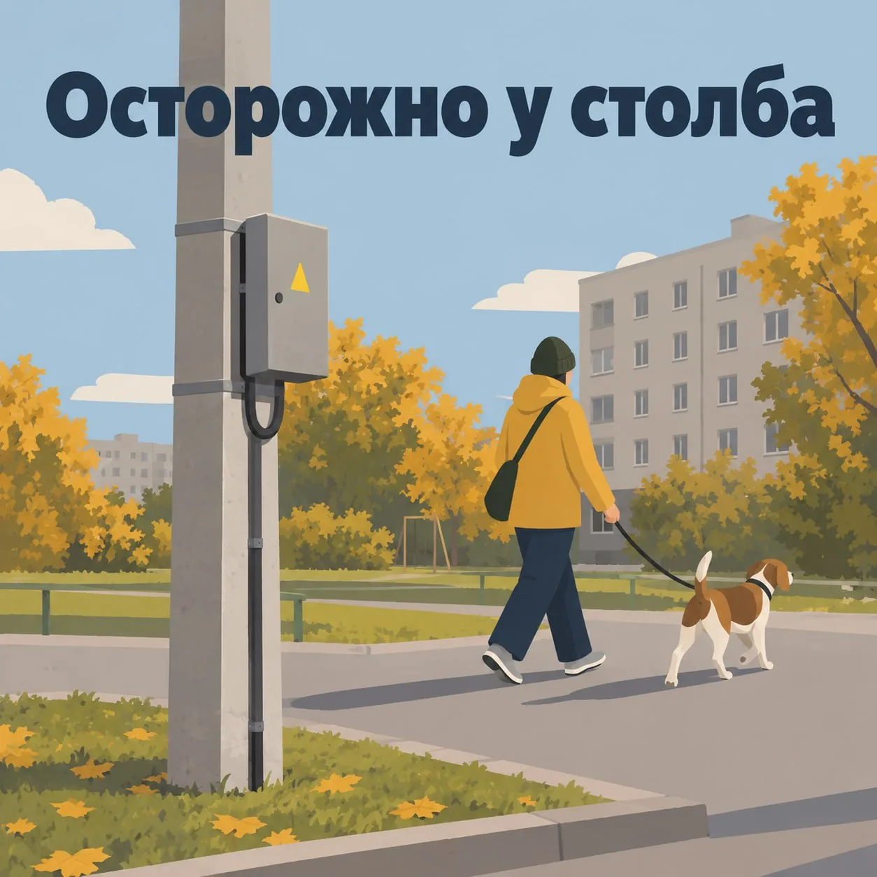 На улице Маршала Сергеева жители предупреждают об одном из столбов. Хозяйка собаки расс...