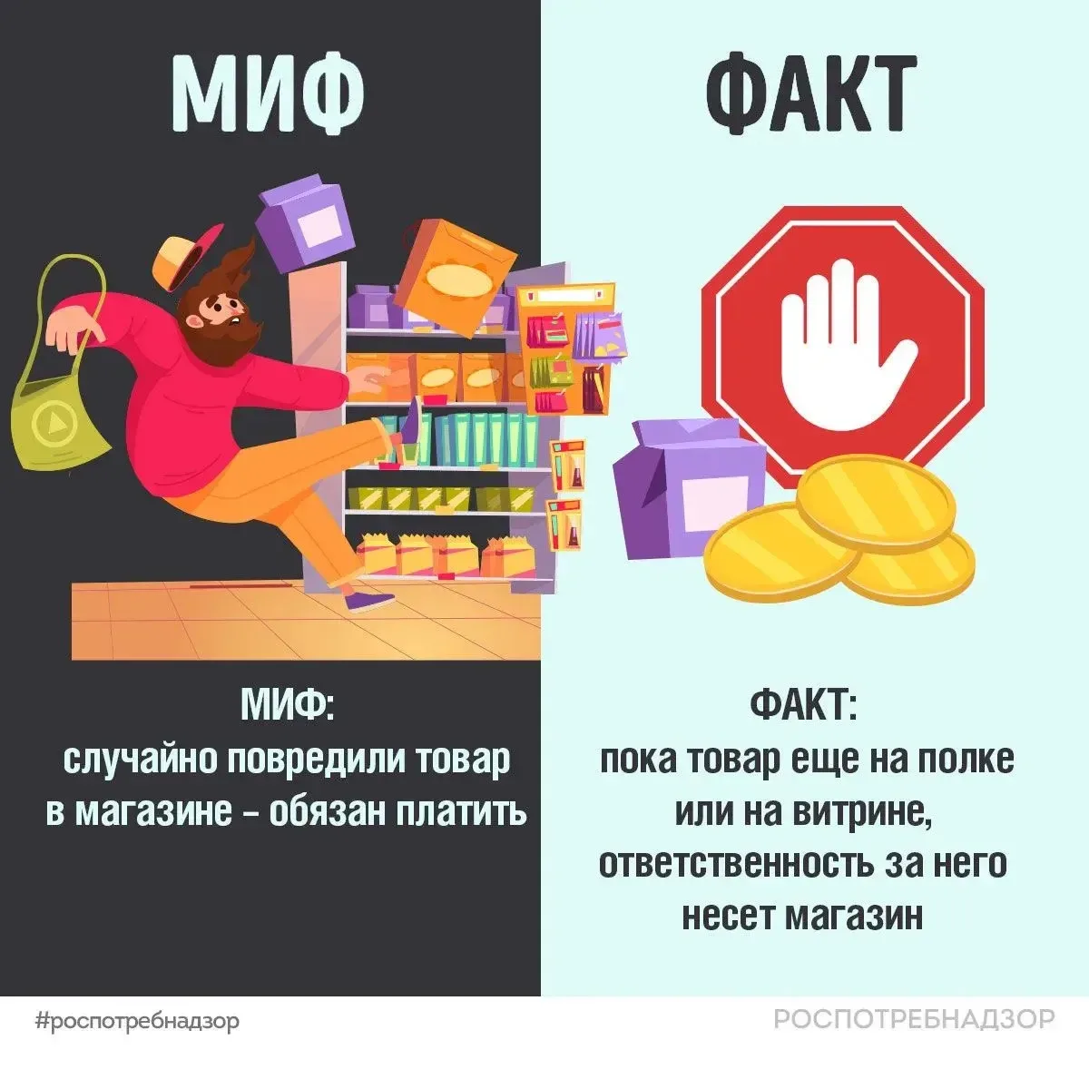 Миф: случайно повредили товар в магазине – обязан платить.