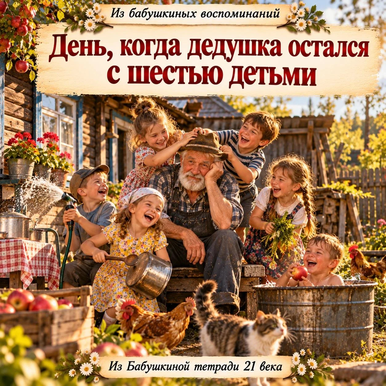 История «День, когда дедушка остался с шестью детьми»