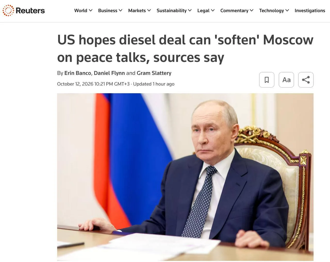 Путин вернется за стол переговоров, только когда "получит оставшиеся 11% Донбасса", - R...