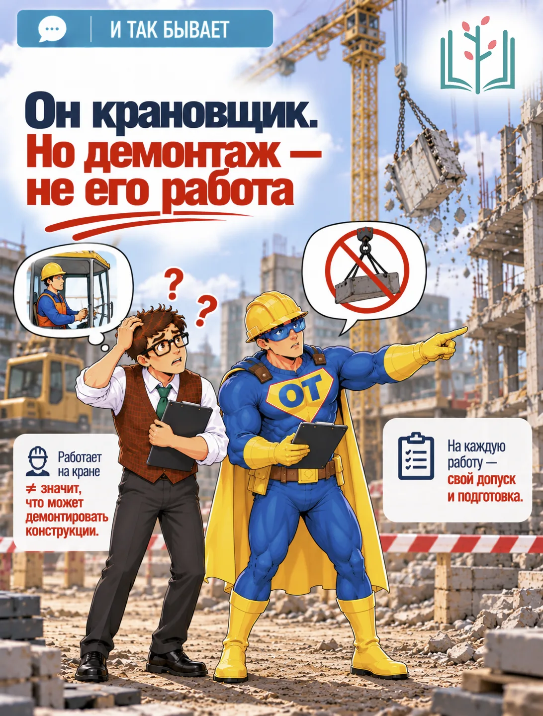 ОН КРАНОВЩИК. НО ДЕМОНТАЖ — НЕ ЕГО РАБОТА