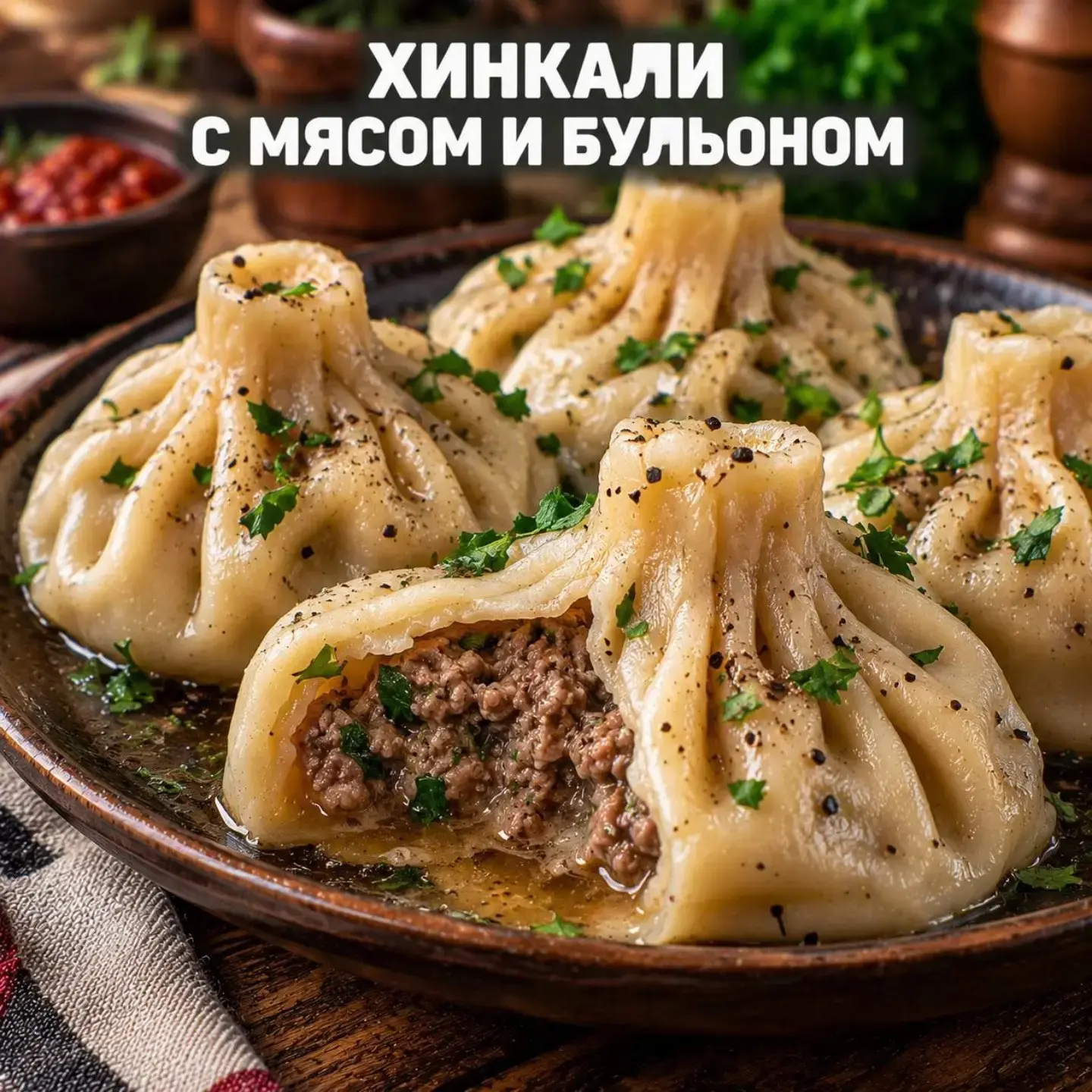 🥟 ХИНКАЛИ С МЯСОМ И БУЛЬОНОМ