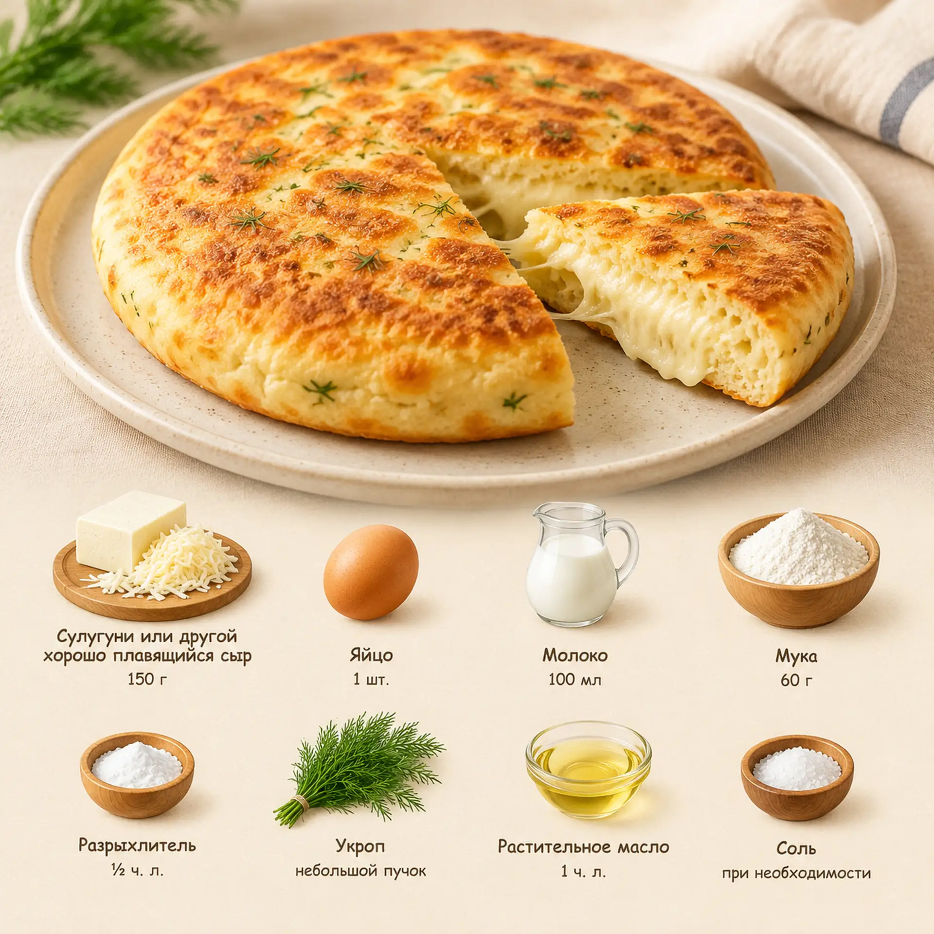 Ленивый хачапури на сковороде 🤤