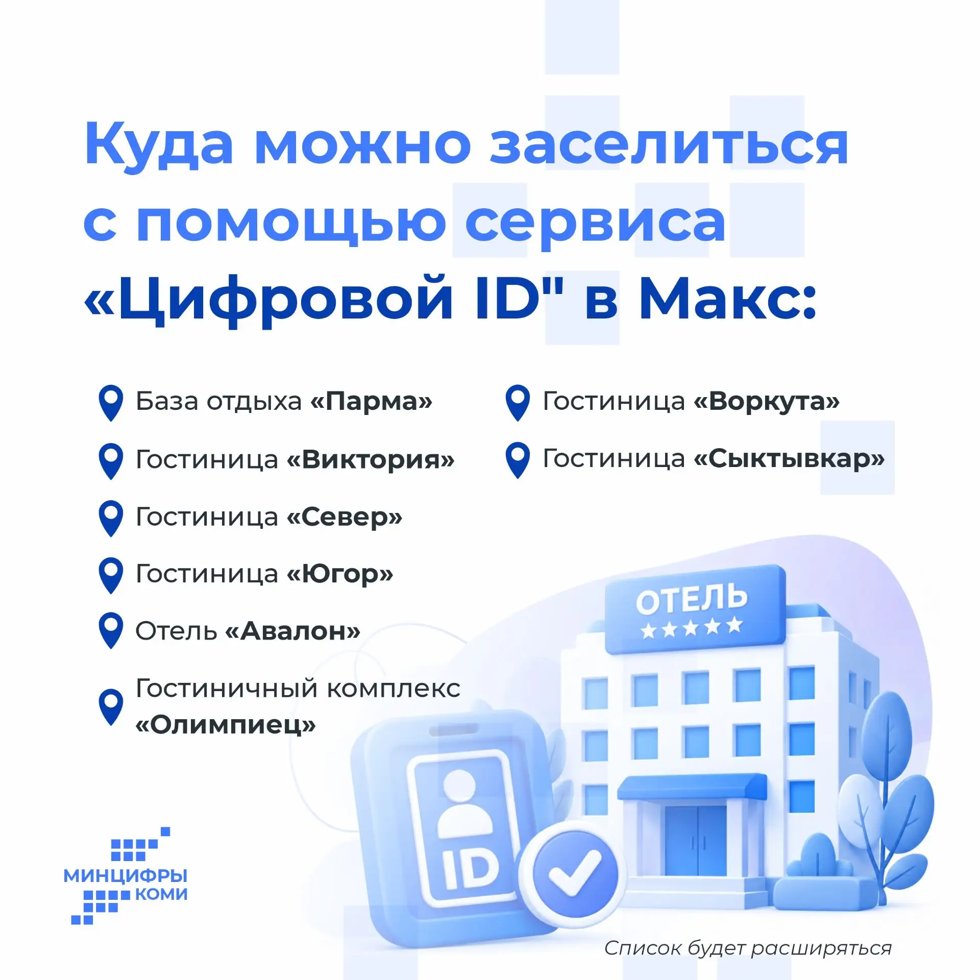 В отелях и гостиницах Коми теперь можно заселяться по Цифровому ID в MAX