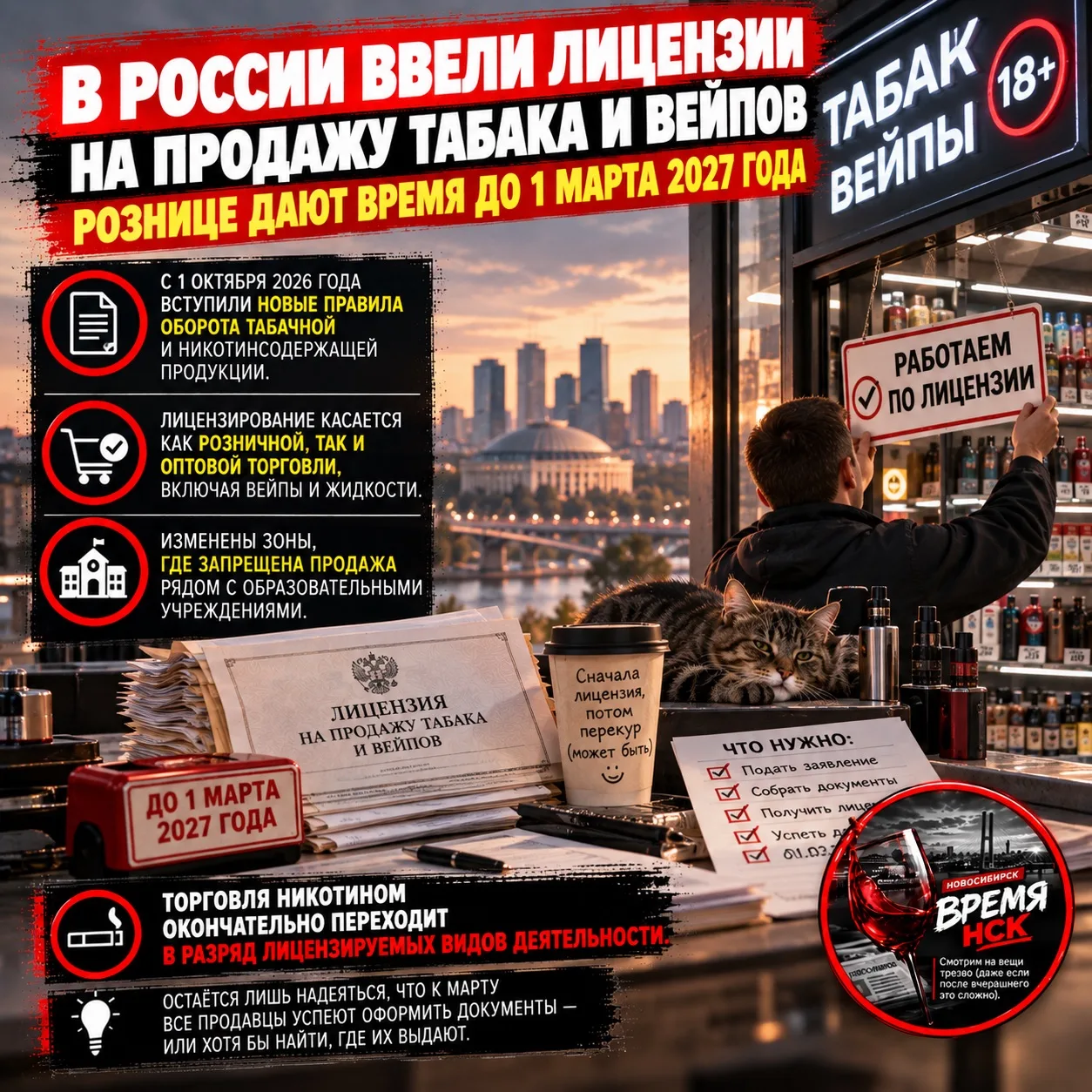 В России ввели лицензии на продажу табака и вейпов — рознице дают время до 1 марта 2027...