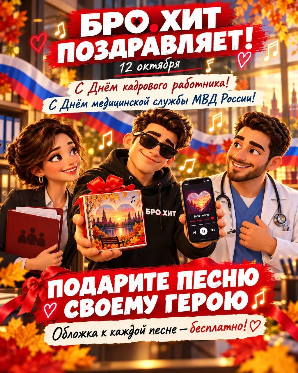 🎵 Подарите песню кадровику или медику МВД — поздравьте вместе с Твоя песня»! 🇷🇺