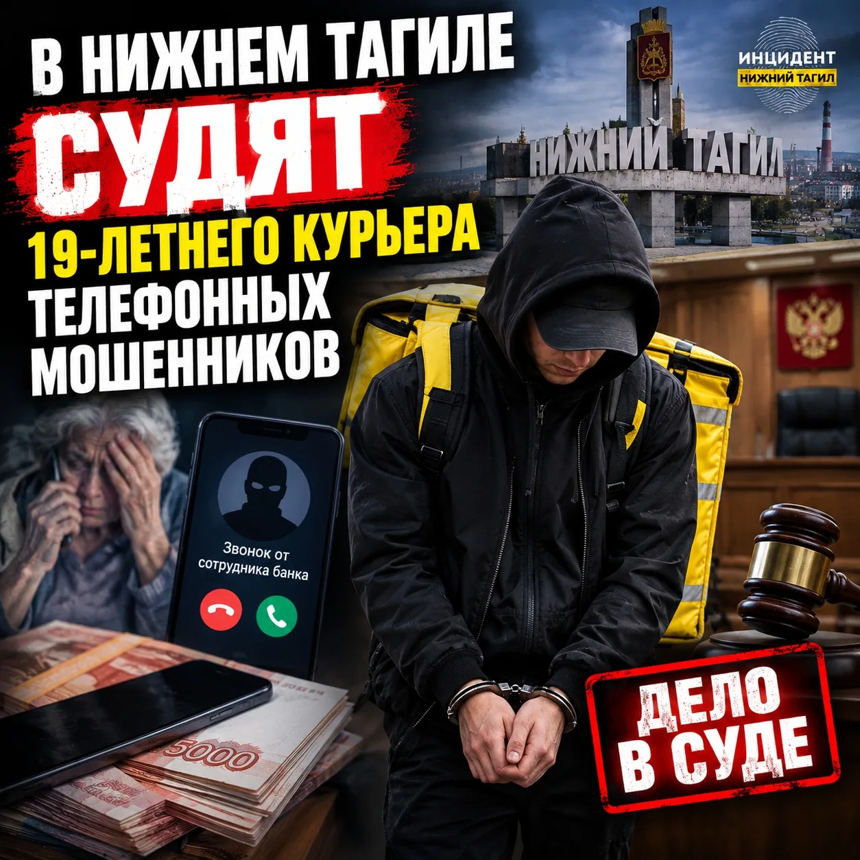 ⭕ В Нижнем Тагиле судят 19-летнего курьера телефонных мошенников