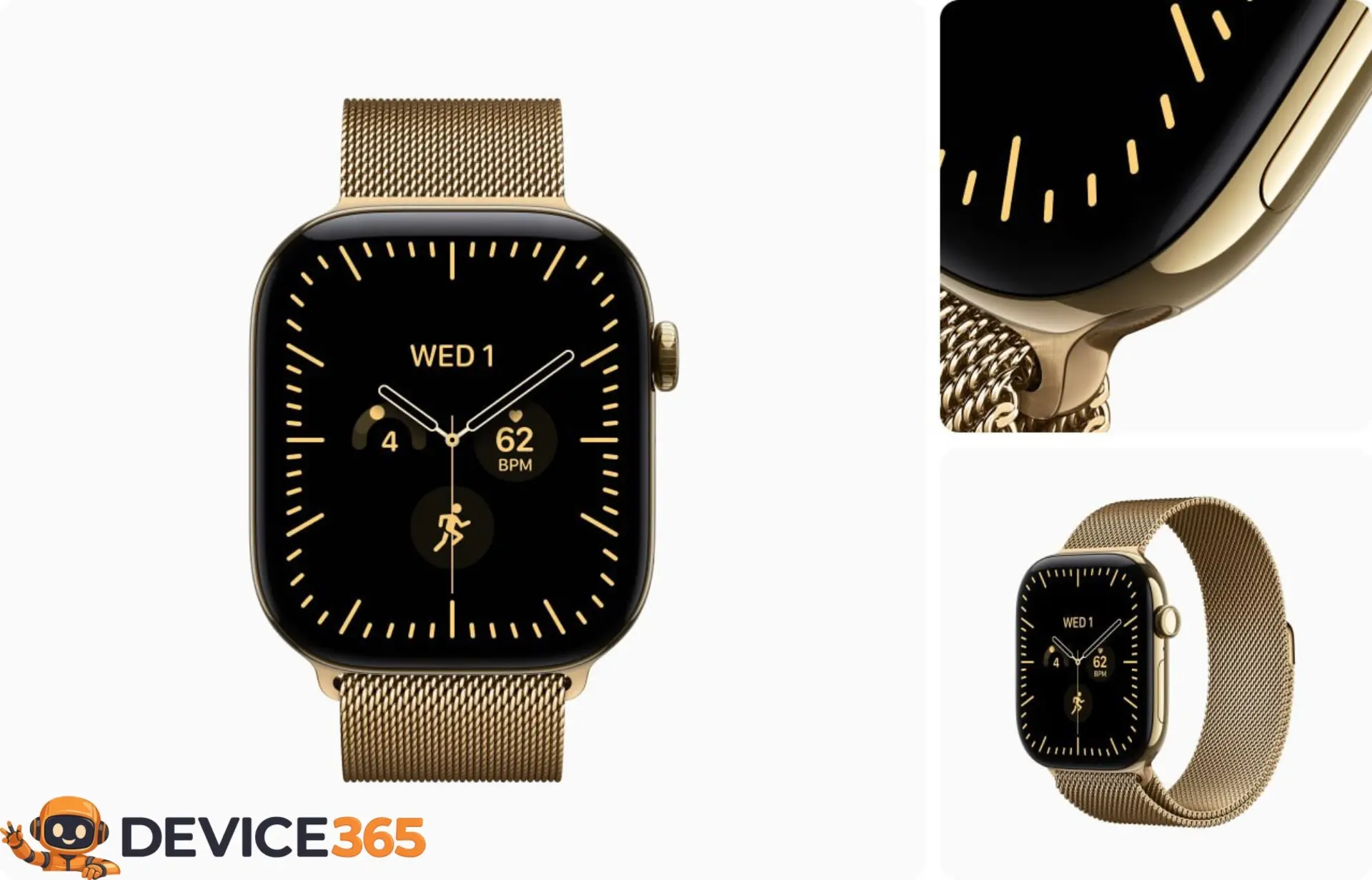 ✨ Apple Watch Series 12, 42 мм, титан «Сияющее золото» с браслетом Milanese Loop ✨
