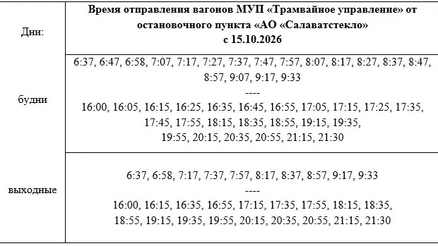 ⚡️⚡️С 15 октября 2026 года вагоны МУП «Трамвайное управление» г. Салават будут отправля...