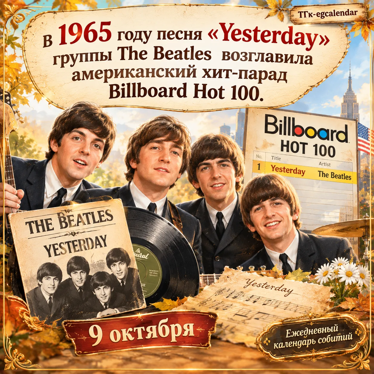 В 1965 году песня «Yesterday» группы The Beatles возглавила американский хит-парад Bill...